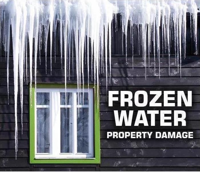 Icicles hanging from residential roof during freezing storms